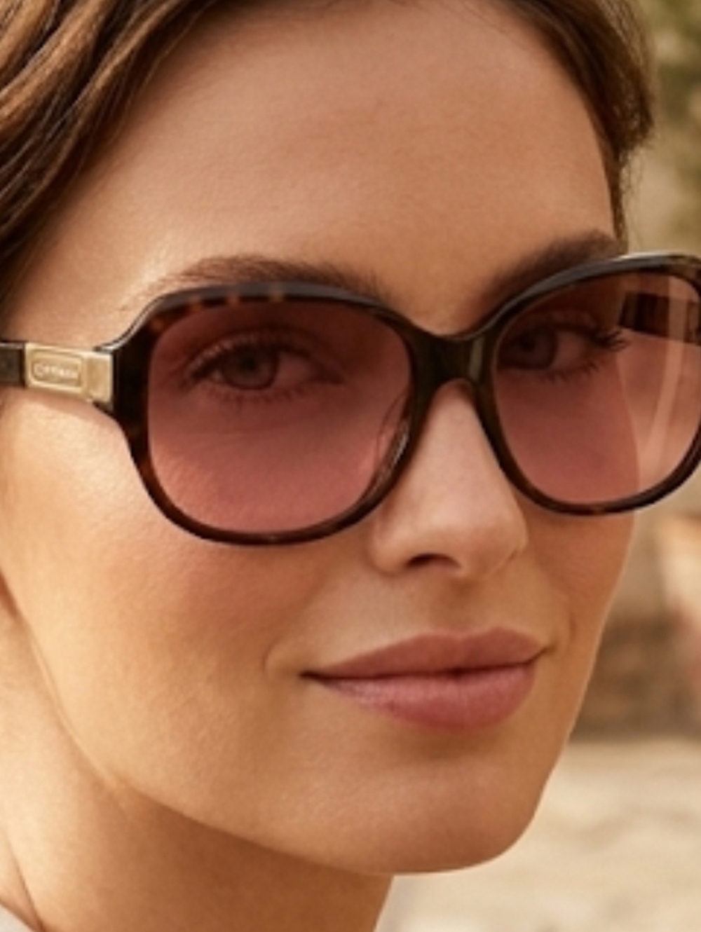 Coach Dark Tortoise Annette Sunglasses And Hard Shell Case - Picture 2 of 8